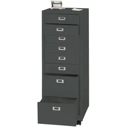 Rollcontainer MCW-L49, Schubladenschrank Stahlschrank Aktenschrank, Metall 115x40x41cm 8 Schubladen ~ dunkelgrau