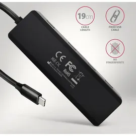 AXAGON HUE-C1C USB 3.0, 5-Port Hub, USB-C 4 Ports), Dockingstation - 20cm, Schwarz