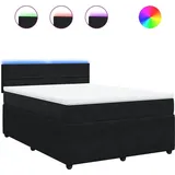 vidaXL Boxspringbett mit Matratze Schwarz 140x200 cm Samt