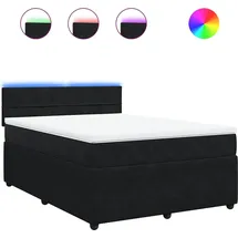 vidaXL Boxspringbett mit Matratze Schwarz 140x200 cm Samt