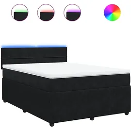 vidaXL Boxspringbett mit Matratze Schwarz 140x200 cm Samt