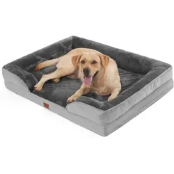 Hundesofa Grosse Hunde, Hundecouch Flauschig, Hundebett Waschbar, rutschfest Hundebetten, Weich Bequem Hundebett, Haustierbett für mittlere große Hunde (107 * 81 * 18cm)