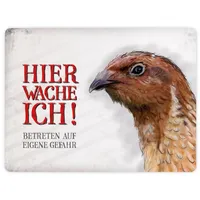 Trendaffe Metallschild XL mit Wachtel Motiv und Spruch: Betreten