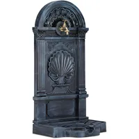 Relaxdays Standbrunnen, Antik-Stil, Nostalgie, Garten, Terrasse, Wasserhahn, Becken, stehend, HBT: 83 x 39 x 33 cm, grau