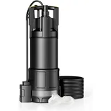 Wiltec Tauchpumpe 1200 W 6000 l/h mit Trockenlaufschutz und Schwimmerschalter