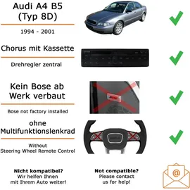 JUST SOUND best choice for caraudio Autoradio Einbaupaket Pioneer MVH-S320BT für Audi A4 B5 Chorus Kassette Bluetooth USB