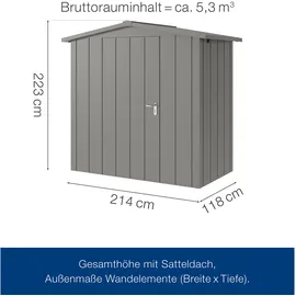 hörmann stauraumsysteme Juno Gerätehaus 2,14 x 1,18 m Grau