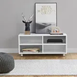 [en.casa] Lowboard mit Rollen 'Gränne' 90x35x41cm mobiles Regal TV-Schrank 4 Ablagen Fernsehregal Fernsehtisch Matt