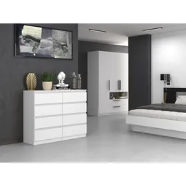 Top e shop Topeshop M8 120 BIEL, Weiß, 8 Schublade(n), Partikelbord, Einfarbig, Modern, Partikelbord - Weiß