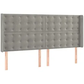 vidaXL Boxspringbett mit Matratze & LED Hellgrau 160x200 cm Samt
