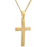 HOPLO Kreuzanhänger Anhänger Kreuz 585-14 Karat Gold mit vergoldeter Silberkette 60 cm, Made in Germany 60 cm Unisex