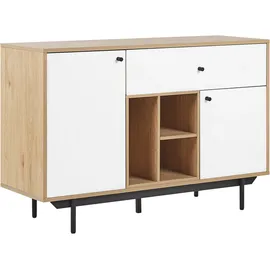 Beliani Sideboard 119 x 84 x 35 cm Braun / Weiß