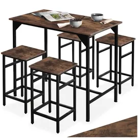 Tectake Bartisch Set Edinburgh 100 x 124 x 88,50 cm Holz Hell/Eiche Sonoma