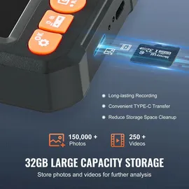 Vevor Endoskopkamera mit Licht, Industrie-Endoskop mit Doppellinse, 4,3-zoll-bildschirm, 1080P-Inspektionskamera, 8 + 1 Lichter, 4-facher Zoom, Ip67 Wasserdichte Schlangenkamera für Auto, Sanitär -