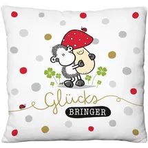 SHEEPWORLD Plüschkissen Glücksbringer 25 x 25 cm Mehrfarbig