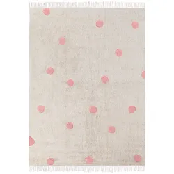 Kinderteppich Baumwolle beige / rosa 140 x 200 cm gepunktetes Muster Kurzflor DARDERE