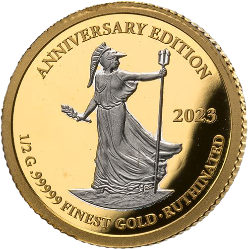 7er-Goldmünzen-Edition "Half Gram Gold Coins 2023" mit Ruthenium-Veredelung