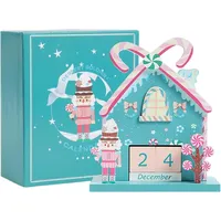 Weihnachts-Adventskalender aus Holz, Walnuss-Soldat-House-Weihnachts-Countdown-K