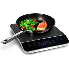 Medion Einzel-Induktionskochplatte MD 17595, 2000 W Induktionsleistung, automatische Topferkennung, Timer", schwarz B:29cm H:6,5cm T:36cm, Kochplatten, Temperaturbereich 60 - 240, Sensor-Touch-Display, 10 Leistungsstufen Einzel-Induktionskochplatte