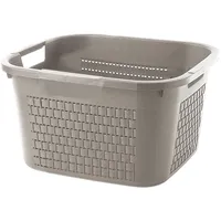 Rotho Sundis Country Wäschekorb in Rattan - Optik, Kunststoff (PP), cappuccino, 22 Liter (43,5 x 33,5 x 22,2 cm)