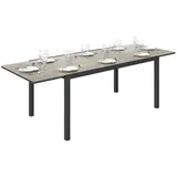 Outsunny Gartentisch Ausziehbarer Esstisch für 6-8 Personen, 160/240 x 90cm Aluminium Balkontisch mit Holzoptik Wetterfest Terrassentisch Outdoor Buffettisch