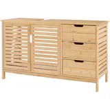 [en.casa] Waschbeckenunterschrank 2 Türen und 3 Schubladen 100 x 60 x 35 cm Beige