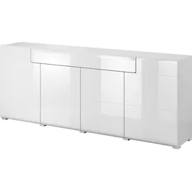 INOSIGN Sideboard »Toledo,Breite 208cm,moderne Kommode mit dekorative Fräsungen,grifflos«, Kombikommode mit viel Stauraum, Einlegeböden verstellbar weiß