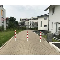 Schake Absperrpfosten Typ 470FB/1, 70x70mm, herausnehmbar + Dreikantverschluß, weiß