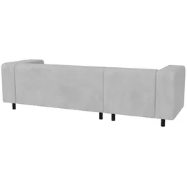 s-style möbel - Modernes Ecksofa mit Ottomane aus Hellgrau Cord-Stoff mit bequemem Sitz - Ottomane links - Grau