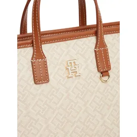 Tommy Hilfiger TH Monoplay Mini Tote Schultertasche Kunstleder Beige/Braun