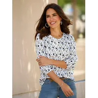 Classic Basics Sieh an! 3/4-Arm-Shirt in ecru-bleu-bedruckt | Gr.: 52