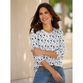 Classic Basics Sieh an! 3/4-Arm-Shirt in ecru-bleu-bedruckt | Gr.: 52