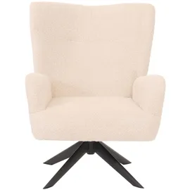 Mendler Lounge-Sessel HWC-N65 Chenille 75 x 99 x 75 cm creme-beige drehbar