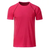 James & Nicholson Funktions-Tshirt JN496 & XXL - bright-pink/titan