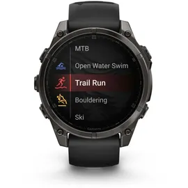 Garmin fenix 8 AMOLED 47 mm sapphire, schwarz / carbongrau DLC Titan mit QuickFit Silikon-Armband 22 mm