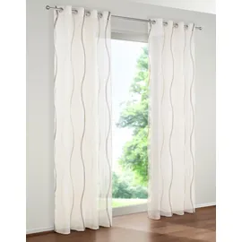 OTTO home Gardine OTTO HOME "Dimona" Gr. 5, beige (creme, schoko), B:140cm H:265cm, Voile, Polyester, Gardinen, Gardine, 2-er Set, transparent, Voile, Polyester, Wellen