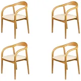 Casa Moro Polsterstuhl Esszimmerstuhl Natur Holz mit Armlehne Beige (Armlehnen Stuhl Esszimmer), 1 Stuhl, 2er Set, 4er Set oder 6er Set Holzstuhl
