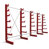 Stier Kragarmregal einseitig 4 Felder mit 6 absteigenden Ebenen 5200x2000x500mm feuerrot
