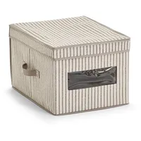 Zeller Aufbewahrungsbox mit Deckel Stripes, Vlies, Beige, 30 x
