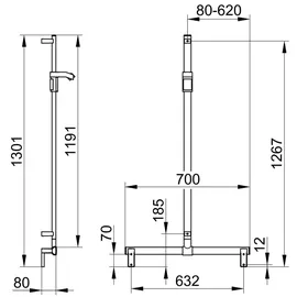 Keuco Duschhandlauf AXESS Alu si-elox/vc, 700mm, mit Brausestange