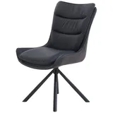 Massivart® Polsterstuhl drehbar 360 Grad, Esszimmerstuhl aus Echtleder & Stoff, »MAURICE«, Griff am Rücken · Metallgestell schwarz schwarz