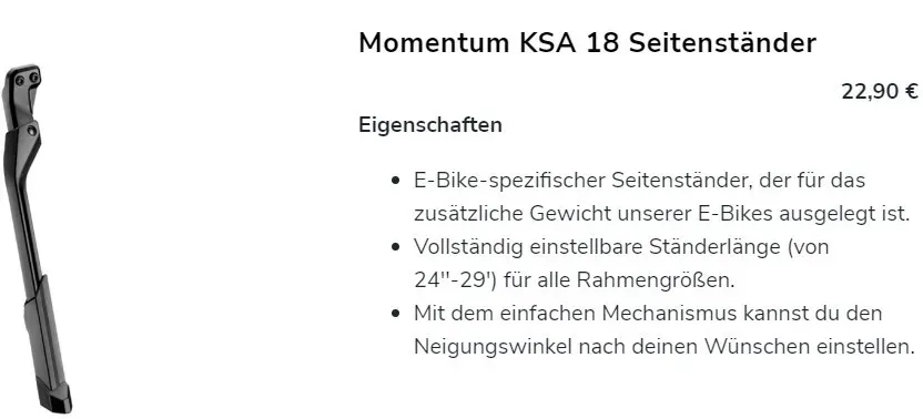 Momentum Voya E+ - Momentum KSA 18 Seitenständer