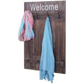 Mendler Garderobenpaneel HWC-C89 Welcome 91 x 60 cm Braun