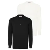 Felix Hardy Polokragenpullover FELIX HARDY "Pullover mit Polo-Kragen 2er-Pack", Herren, Gr. XL, ecru, schwarz, 100% Baumwolle, Pullover