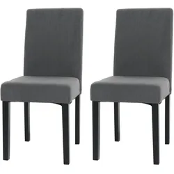 CHEFGASTRO 2er-Set Esszimmerstuhl klassisch und zeitlos HxBxT 90x42x50cm Sitzhöhe 47cm Stoff/Textil Cord Holz dunkle Beine Dunkelgrau