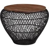 FineBuy Couchtisch Rund Schwarz Mango 60 x 60 x 45 cm