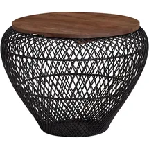 FineBuy Couchtisch Rund Schwarz Mango 60 x 60 x 45 cm