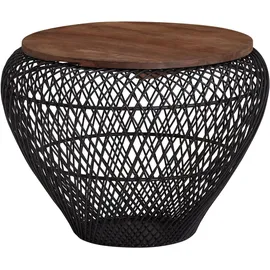 FineBuy Couchtisch Rund Schwarz Mango 60 x 60 x 45 cm