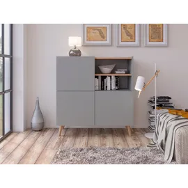 Home Affaire Highboard Scandi 99,8 x 105,3 x 41,7 cm Platin Grau / Jackson Hickory