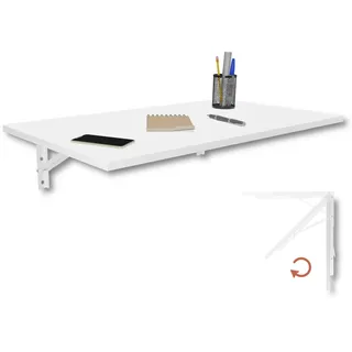 KDR Wandklapptisch 80x50 cm Weiß – Klappbarer Tisch zur Wandmontage – als Esstisch, Schreibtisch, Küchentisch oder Arbeitsplatz – Platzsparend & vielseitig einsetzbar